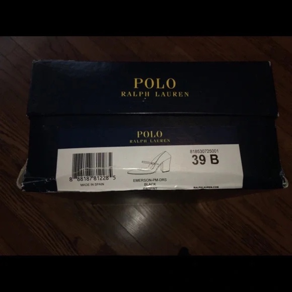 Polo by Ralph Lauren Black Patent Mary Jane Heels 39B - Picture 2 of 5